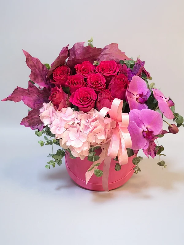 Fuşya Gül Kutu Aranjman